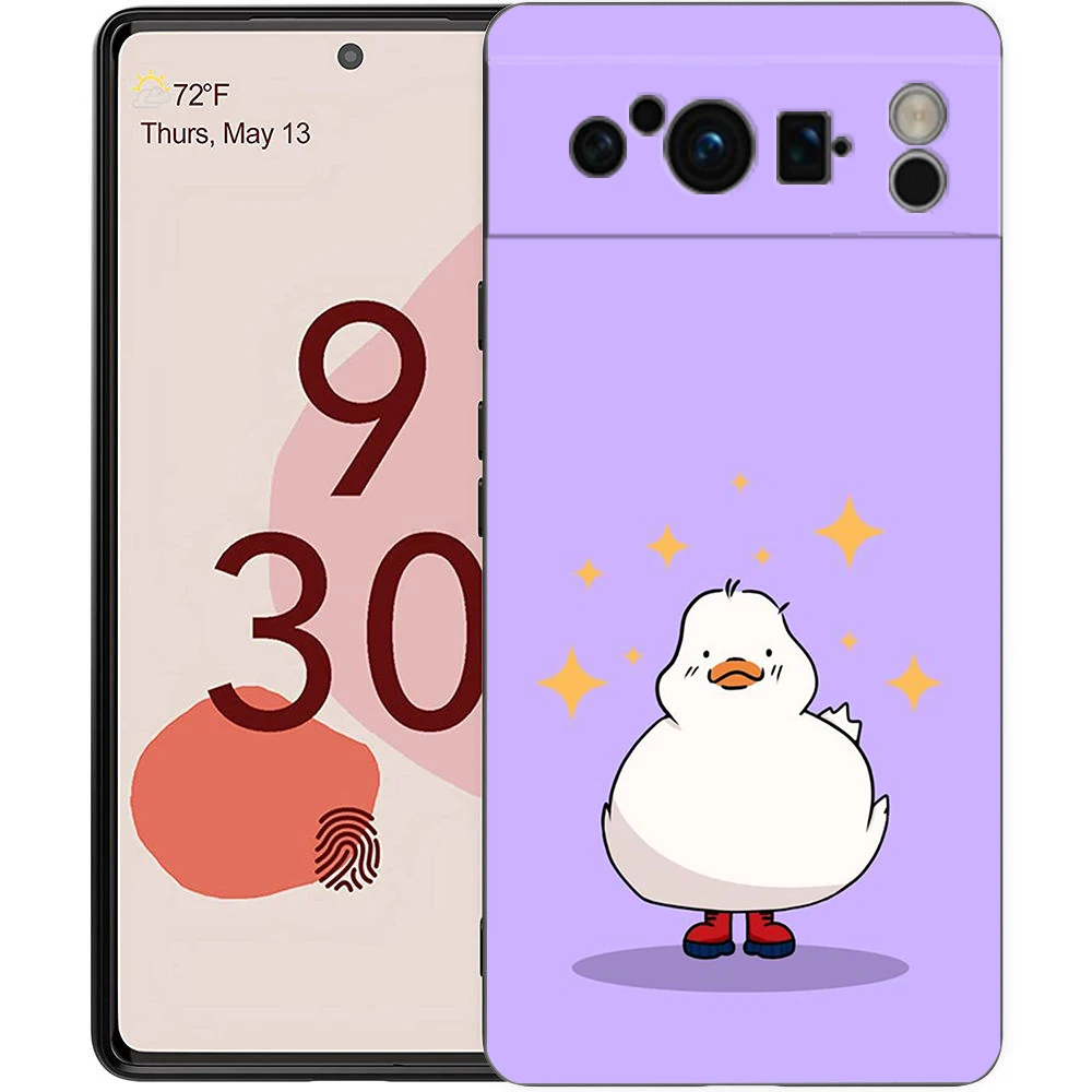 Cute Cartoon Duck Shockproof Black Soft TPU Back Cover Phone Case