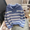 Sweater pullover women Spring and Autumn underwear 2024 New zipper stripe underlay short style popular premium sweater female 4