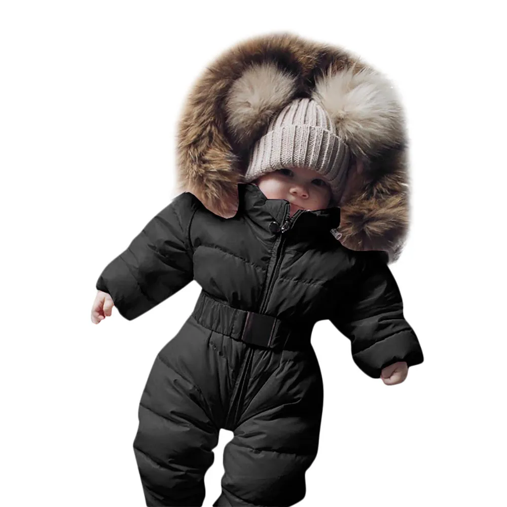 Winter Infant Baby Boy Girl Romper Jacket Hooded Jumpsuit Warm Thick Coat Outfit Roupas de baby Toddler Clothing Outwear New kids jackets baby jumpsuit winter coat
