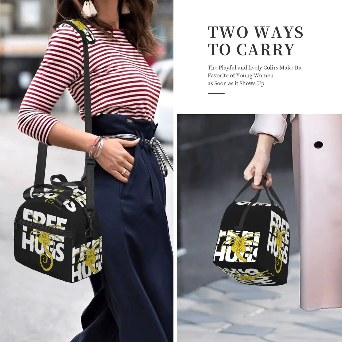 FaceHugger Alien Xenomorph Shoulder Lunch Bags Insulated Bento Box Leakproof Lunch Tote Picnic Bags Cooler Bag for Woman Kids
