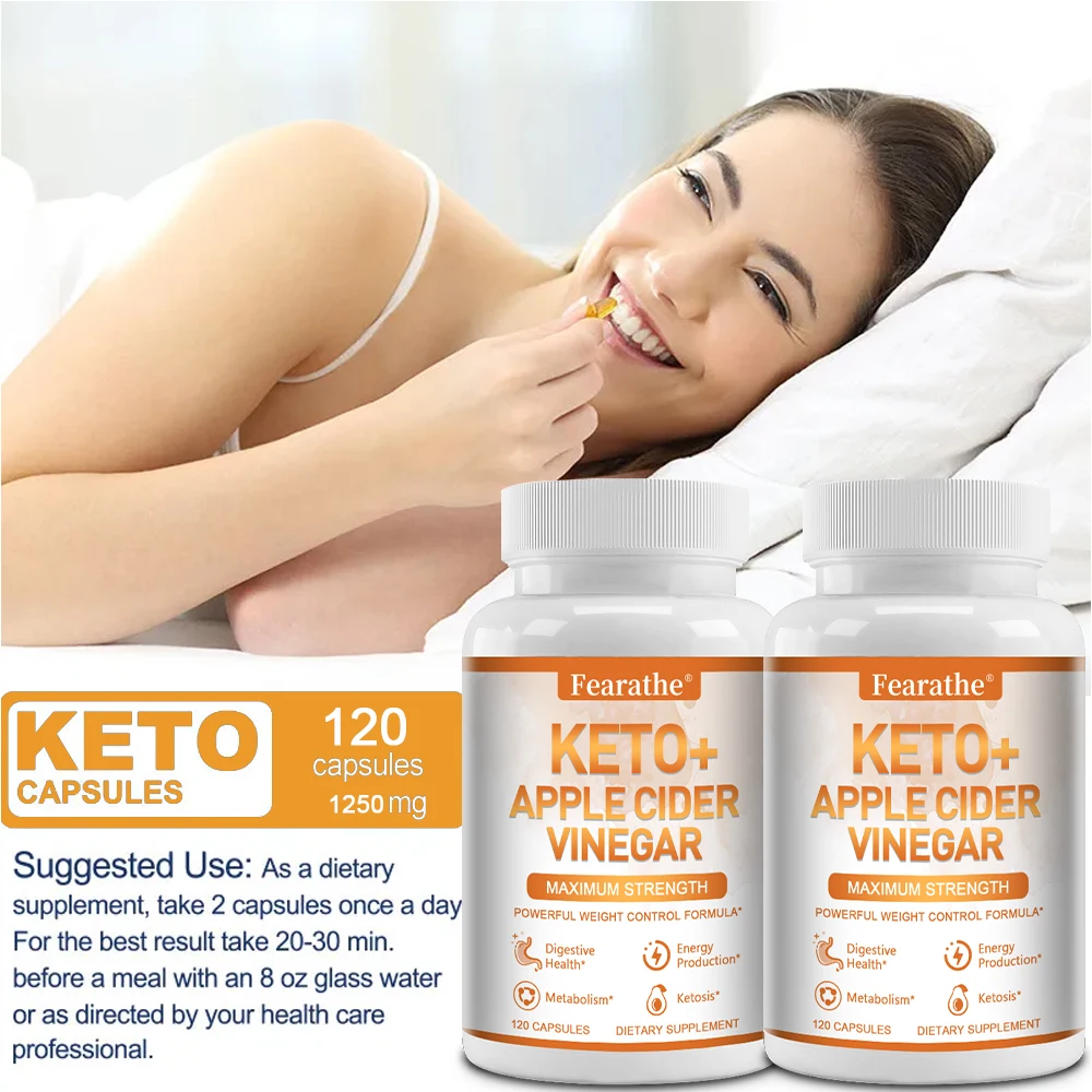 Premium Keto + Apple Cider Vinegar Capsules (with Mother)-Fat Burning, Energy and Focus, Appetite Control, Metabolism Boosting