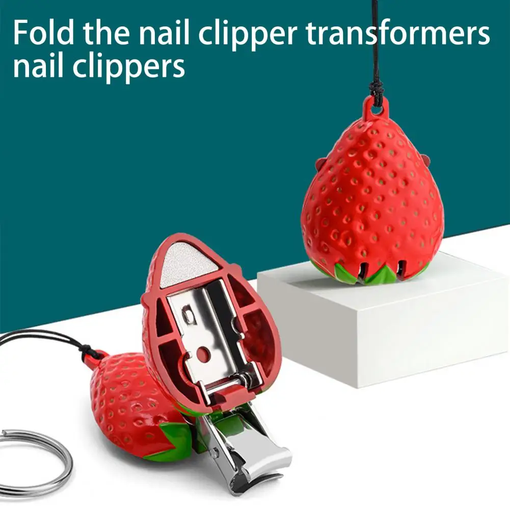 Nail Clipper Compact Size Foldable Creative Sharp Stainless-Steel Fruit Strawberry Keychain Fingernail Cutter Manicure Supplies nail clipper nail clippers