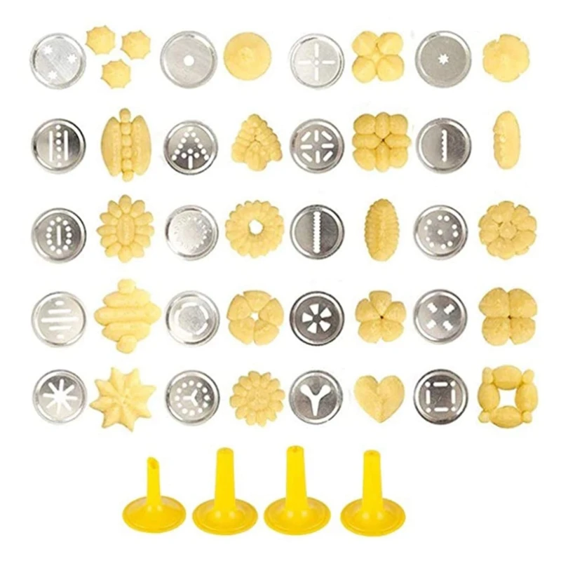 Cookie Press Cookie Press Gun Kit DIY Biscuit Maker and Churro Maker with 20 Decorative Stencil Discs and 4 Icing Tips 1set