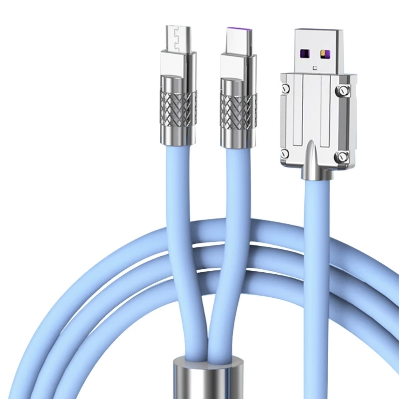 

USB Multi Fast Cable 6A Multi Charging Cable USB to Type C/MicroUSB 2 in 1 Charging Cord USB Cable for Phone R2LB