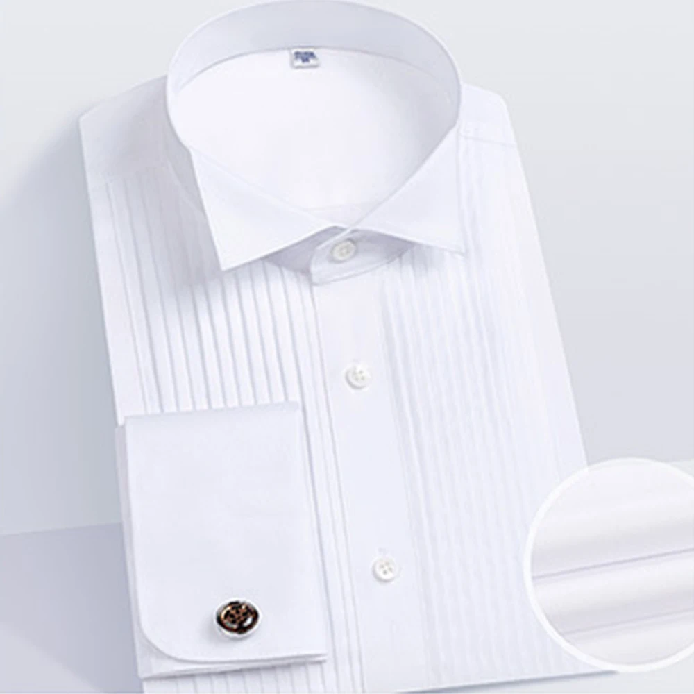Luxury Tuxedo Shirts For Men 100s High Quality 100% Cotton Wedding Shirt For Groom Groomsmen Wrinkle Resistant Mens Tuxedo Shirt