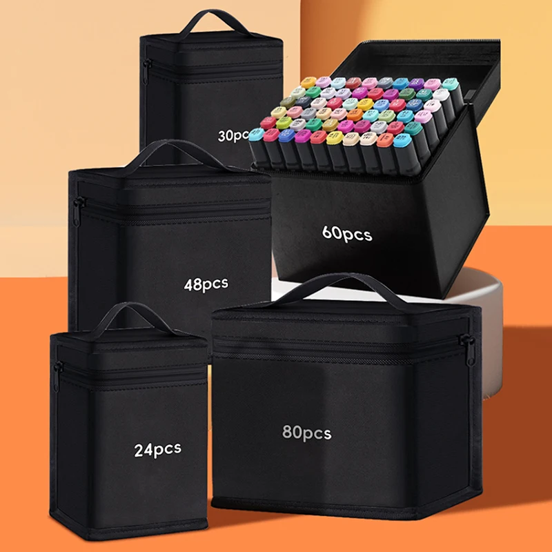 12/24/36/48Pcs Pencil Bag Art Marker Pen Storage Bag Large Capacity Canvas Marker Pen Organizer Folding Square Marker Pen Pouch