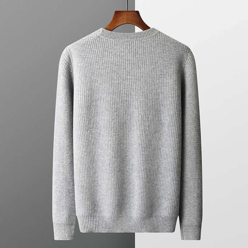 Autumn and winter new 100% pure wool men's pullover padded plus size sweater warm casual knitted sweater loose bottoming shirt 6