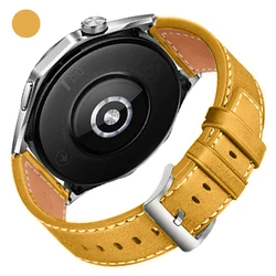 Elegant Leather Wrist Strap - Premium Replacement Bracelet for Smartwatches (20mm/22mm) (Leather Yellow)