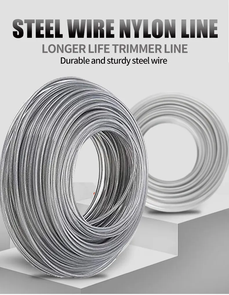 INDEL Steel Wire Nylon Grass Trimmer Line 3.0×5M/10M Brushcutter Trimmer Rope Lawn Mower Cord Long Round Roll Grass Replacement