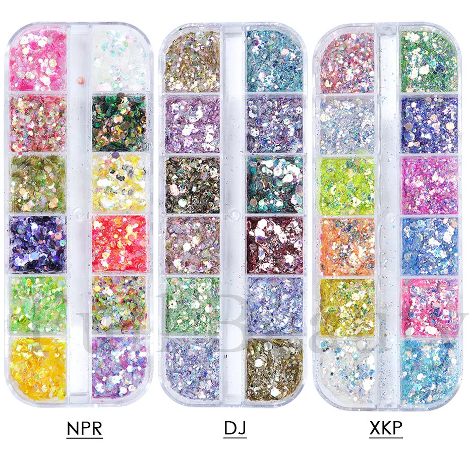 Nail Powder Nail Glitter Nail Pigment Nail Decoration Nail Decorations Nail Flakes Nail Powder Set 1Box Mermad Iridescent Hexagon Nail Art Glitter Sequins Holographic Flake Powder Paillette Gel Polish Decorations For Nails