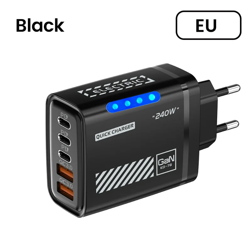 ตัวเลือกสินค้า อะแดปเตอร์ชาร์จไฟ GaN 240W 5 พอร์ต ชาร์จเร็ว สำหรับมือถือและโน้ตบุ๊ก