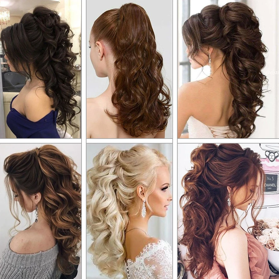 24inch Synthetic Heat-resistant Long Wavy Hair Ponytail Extensions Claw Ponytails Women's Hairpieces fake hair extensions
