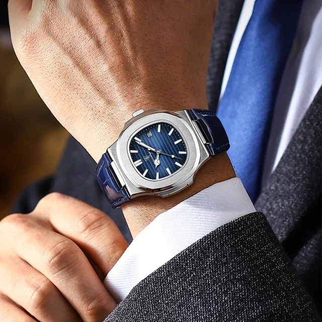 POEDAGAR haut de gamme homme montre Date étanche lumineux en cuir montres pour hommes de haute qualité carré hommes montre-bracelet à Quartz Reloj 5