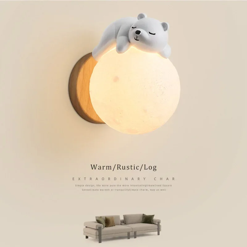 

Resin Rabbit Wall Lamp Modern Moon Astronaut Lights For Bedroom Children's Room Study Nursery Interior Decorative LED Lighting