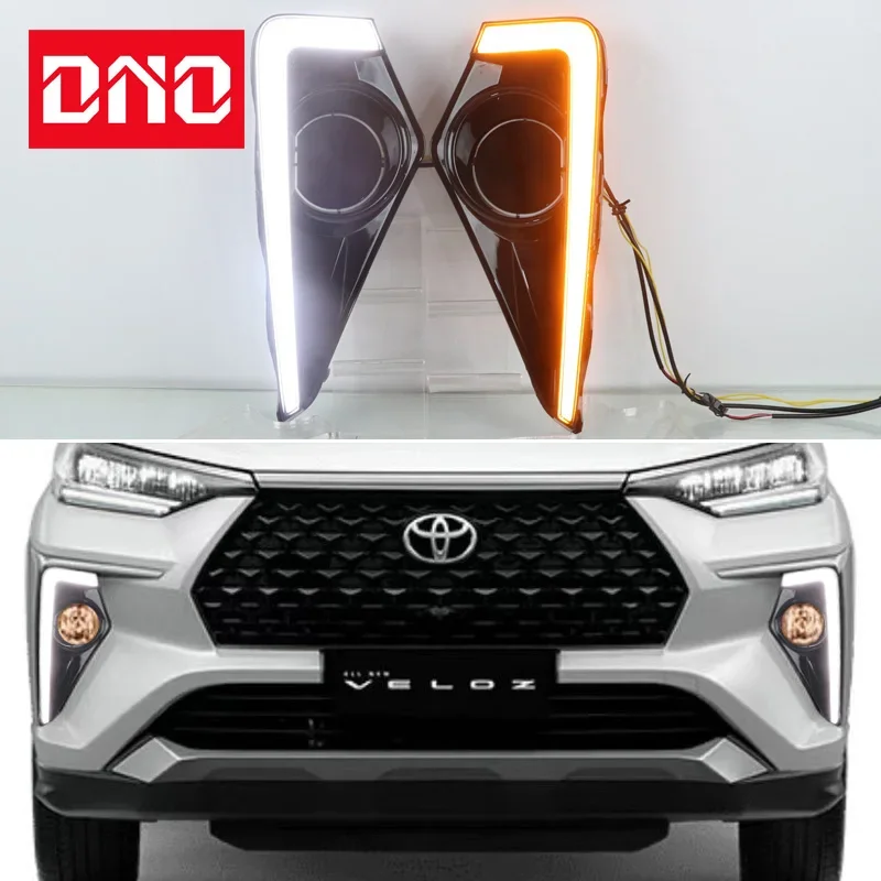 

Дневные ходовые огни для Toyota Veloz 2021 2022 2023, желтые дневные ходовые огни с указателем поворота, Автомобильные дневные ходовые огни, дневные ходовые огни, дневные ходовые огни