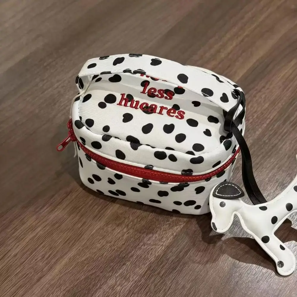 Borsa per il trucco multifunzionale a pois, design con cerniera, piccola borsa per cosmetici, borsetta per donne e ragazze - immagine 3
