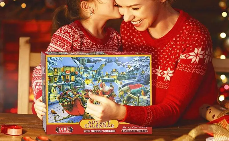 

Advent Calendar Christmas By The Fireplace Holiday Puzzles 1008 Pieces Surprise Countdown Calendars 24 Parts Jigsaw Puzzles Gift