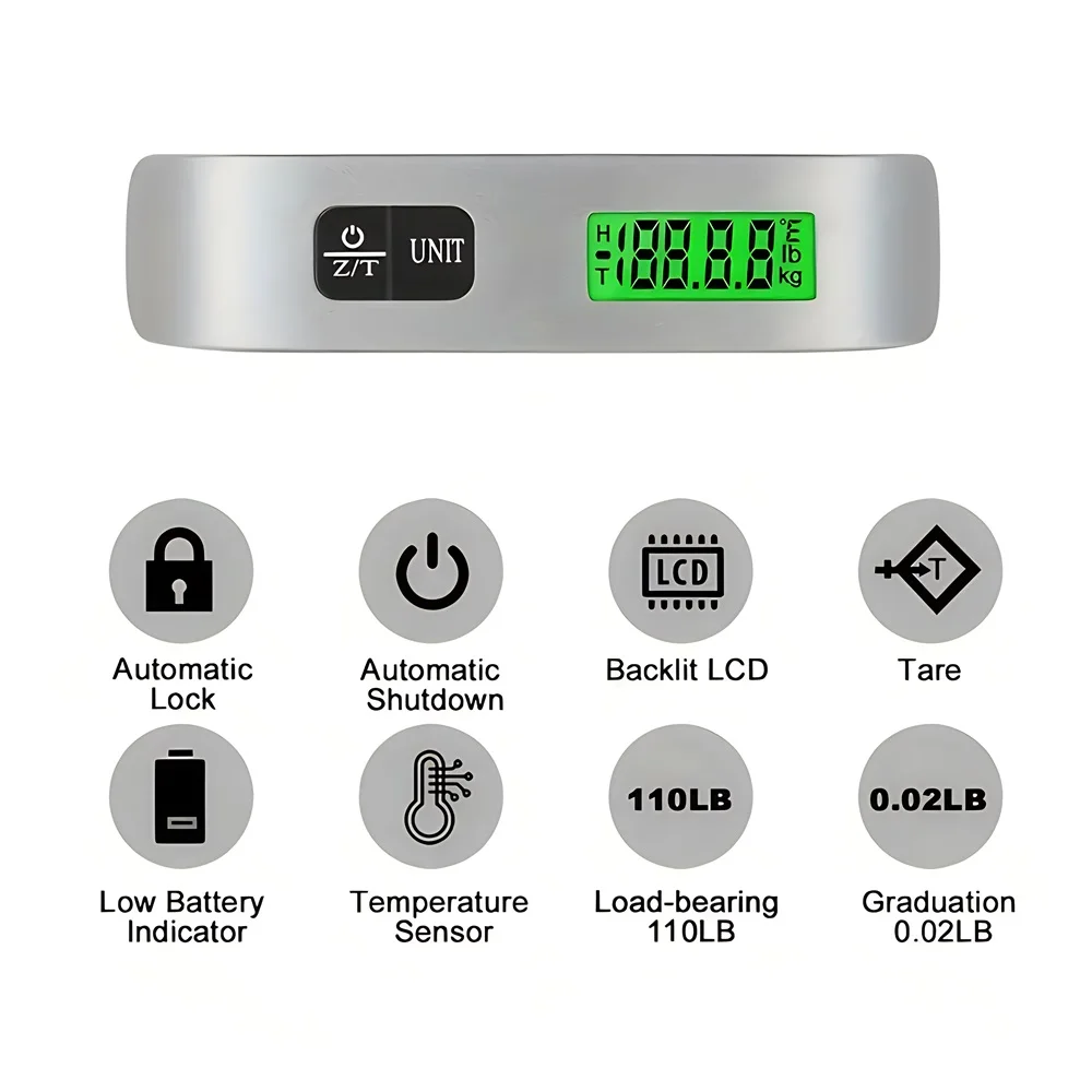 Portable Electronic Hand Luggage Scale LCD Digital Display Balance Scale Suitcase Travel Weighs Baggage Weight Tool 50kg/110lb digital weight scale