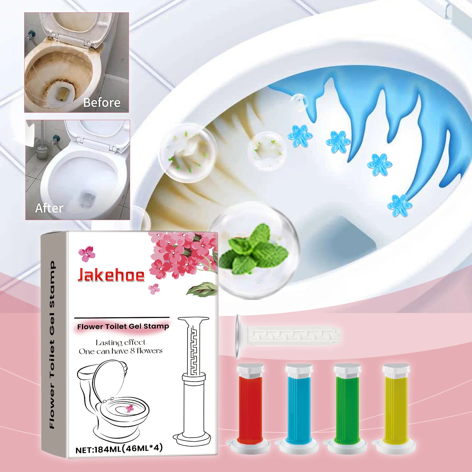 4/8/12/20PCS Toilet Bowl Cleaning Gel Bathroom Deodorizer & Freshener Odor/Stain Removal Long Lasting Fragrance Easy to Use