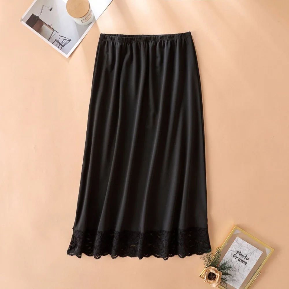 Mesh Flower Women's Lace Long Petticoat A-line Inside Take Half Slips Dress Anti-glare Mid Length