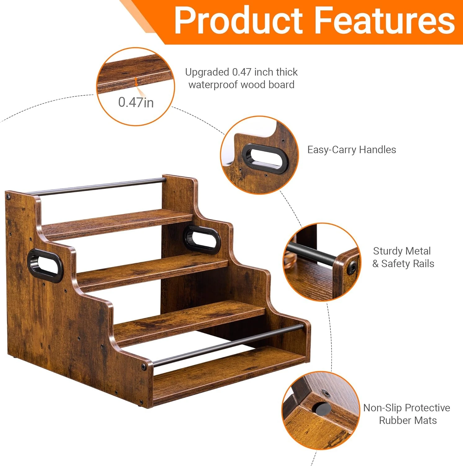 Liquor Bottle Display Shelf, Coffee Syrup Rack Organizer, 3 Step Countertop Liquor Wine Rack, mini bar,liquor cabinet, Home Retro Bar Shelf Stand for Liquor Whiskey, Spirits 5