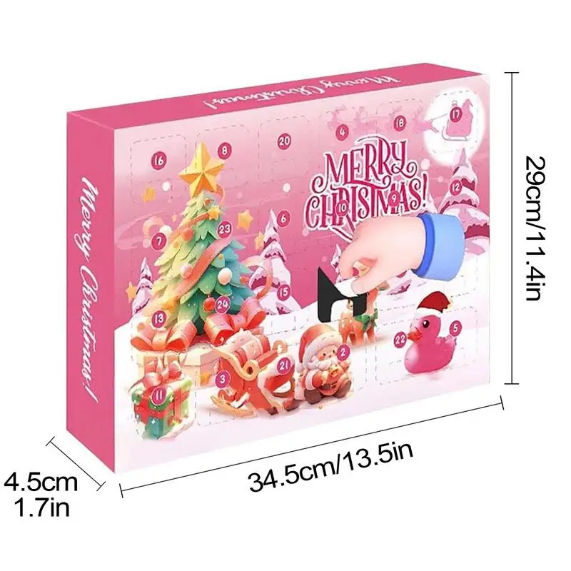 Christmas Countdown Calendar Pink Duck Gift Box Household Collectible Figures Duck Ornaments For Kids Toys