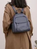 New Simple Blue 2 Size Portable Genuine Leather Fashion Teenage Girl Backpack High Quality Soft Cowskin Women Rucksack Knapsack 4