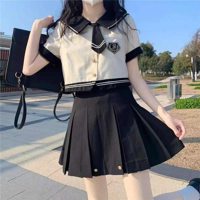 

Anbenser New Sailor Suit Jk Uniform Female Japanese School Uniform College Style 2023 Student Set Short Sleeve Summer Basic Suit