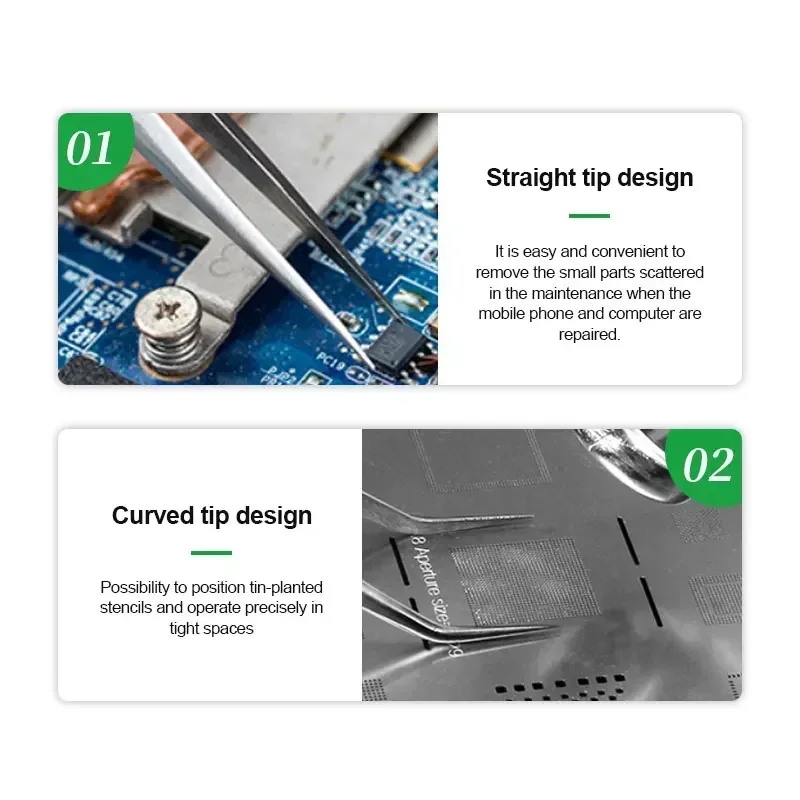 RELIFE SK-11 15 Anti-magnetic Precision Industrial Stainless Steel Tweezers for Phone Motherboard Electronics Repair Hand Tools