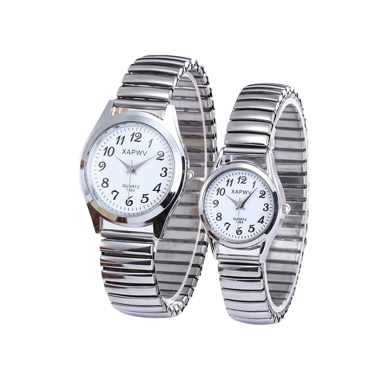 Chic Unisex Quartz Watches Set with Arabic Numerals and Stylish Elastic Straps
