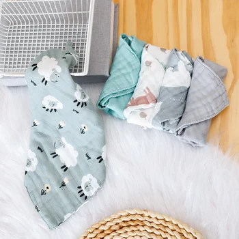 Elinfant 5 pezzi bavaglini per l'alimentazione del bambino Set bavaglini per neonati mussola di cotone di bambù roba neonato morbido asciugamano per Saliva panno per Burp