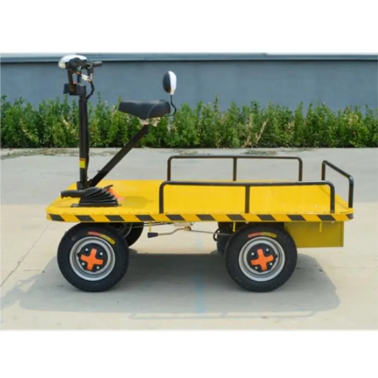 Heavy-Four-Wheel Electric Motorized Warehouse Workshop Cargo Handling Trolley Flat Bed Platform for Support