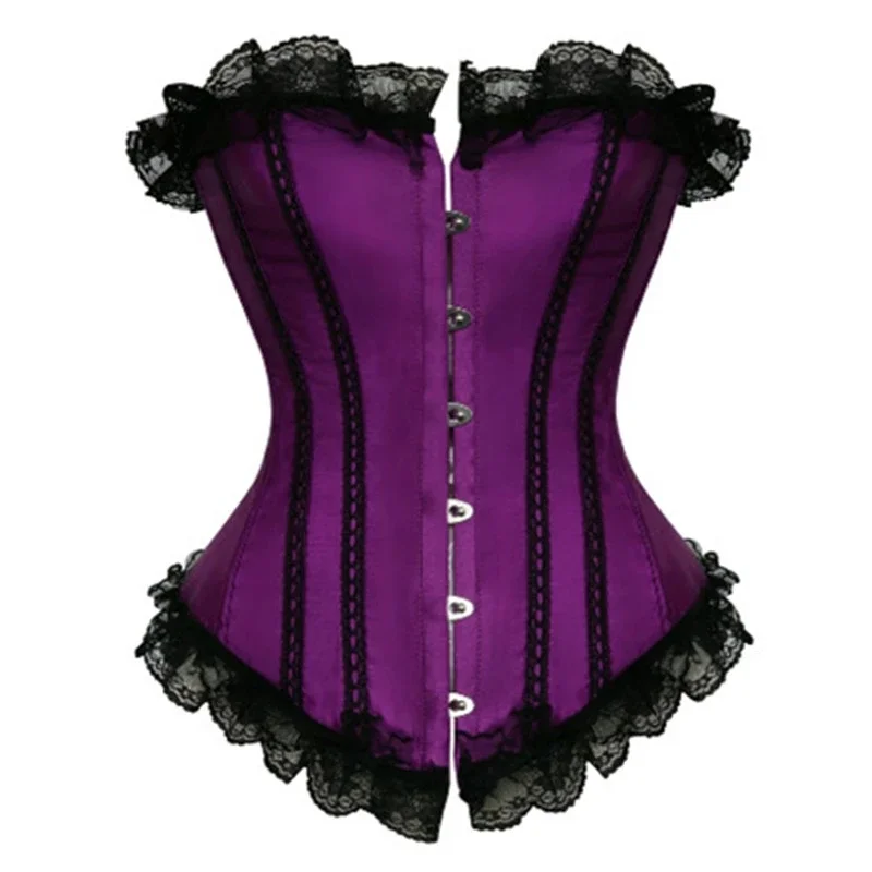 

Women Corsets Bustiers For Sexy Lace Bowknot Decorated Clubwear Showgirl Body Shaper Tops Lingerie Corselet Overbust Plus Size