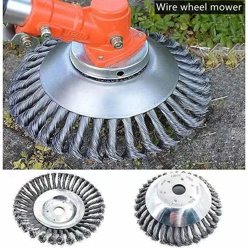 6 Inch Steel Wire Wheel Garden Weed Brush Lawn Mower Grass Eater