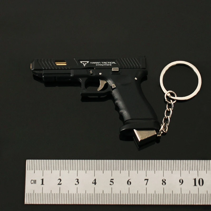 Bullet Gun Toy Miniature Ornament Miniature Figurines Mini Stress Relief Toy 1:3 Scale G34 Keychain Pendant Realistic Model Detachable Micro Tactical Pistol Model Men's Gift Decompression Gadget
