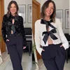 European and American Crew Neck Lace-up Short Sexy Nightclub Sequined Long-sleeved Jacket Winter Clothes Women 1