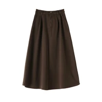 High Waist Woolen Skirt Women Long 2024 Autumn Winter Plus Size Women Clothing Elastic Waist A Line Brown Or Black Skirt Women - Image 4