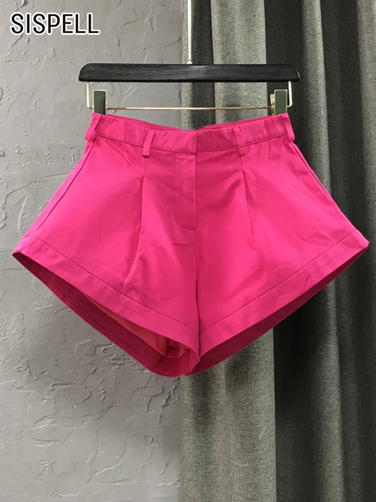

SISPELL Rose Shorts For Women High Waist Patchwork Zipper Temperament Casual Shorts Skirts Female Summer Fashion Clothing 2022