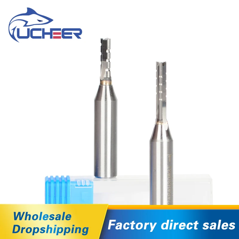 UCHEER 1pc 3flutes 6/8/10mm 1/2shank Router Bit Woodworking Spiral/Straight Groove TCT solidTungstensteelcarbide Carvingtools