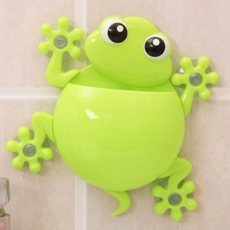 Animal Frog Toothbrush Holder Family Set Wall Bathroom Hanger Suction 1PC