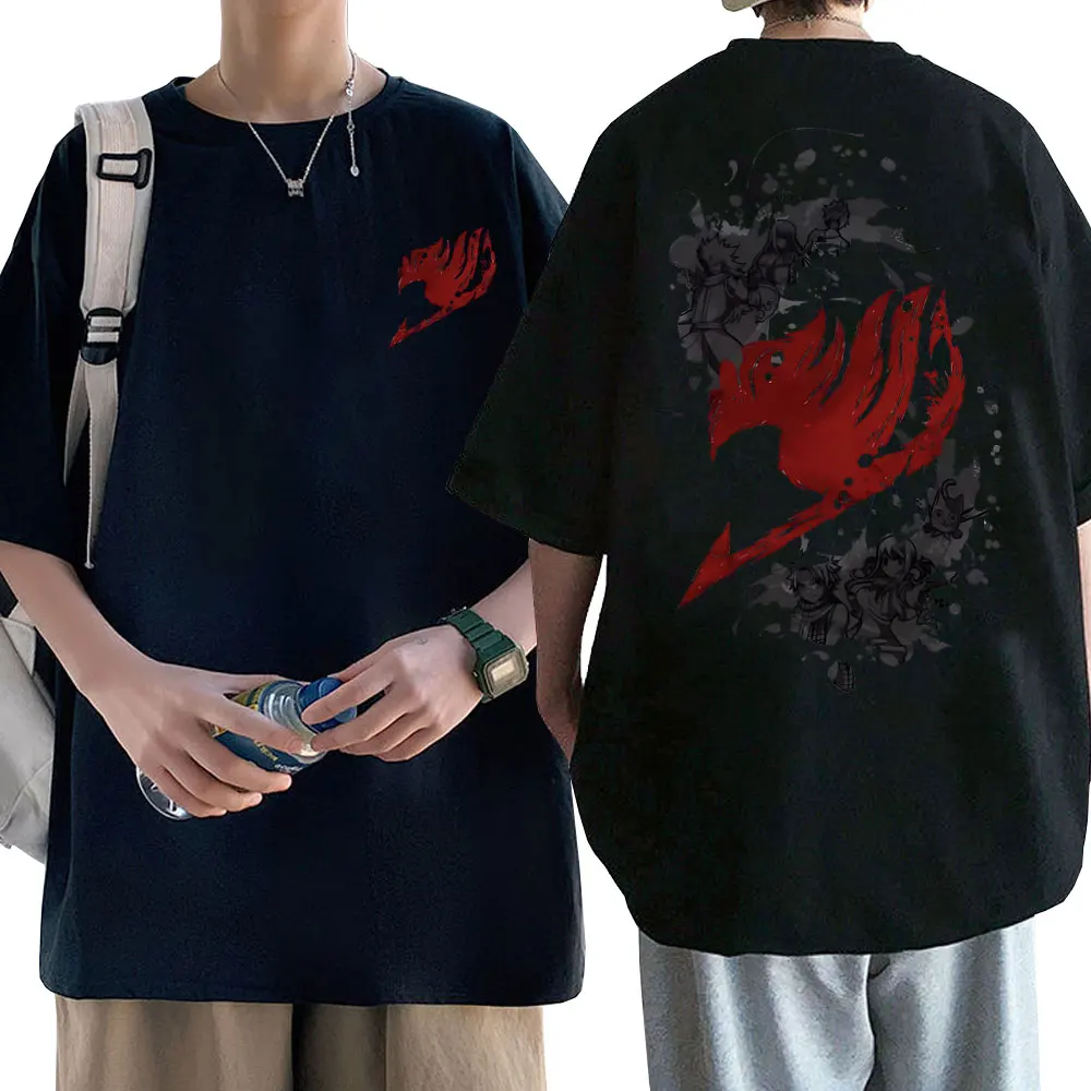 

Japanese Anime Fairy Tail Logo Print T-shirt Etherious Natsu Dragneel Graphic Tshirt Men Manga Oversized T Shirts Short Sleeve