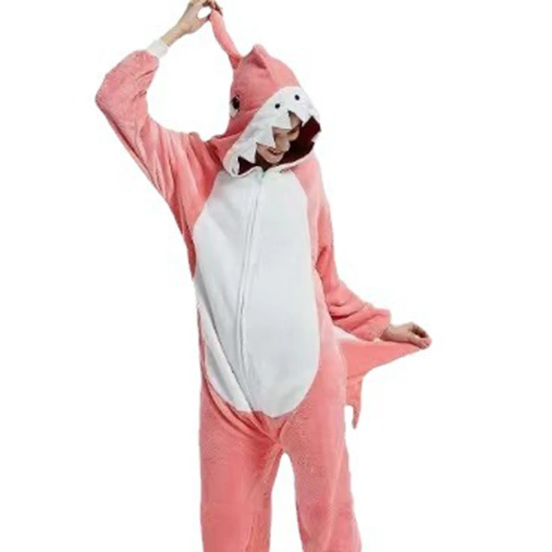 Shark Onesie Halloween Cosplay Frog Panda Penguin Onesie Pajamas Unisex Winter Flannel Warm Pyjamas Women Men Onepiece Sleepwear Kigurumi Pajamas Onesies Cosplay Pajamas Onesies Flannel Pajamas Onesies