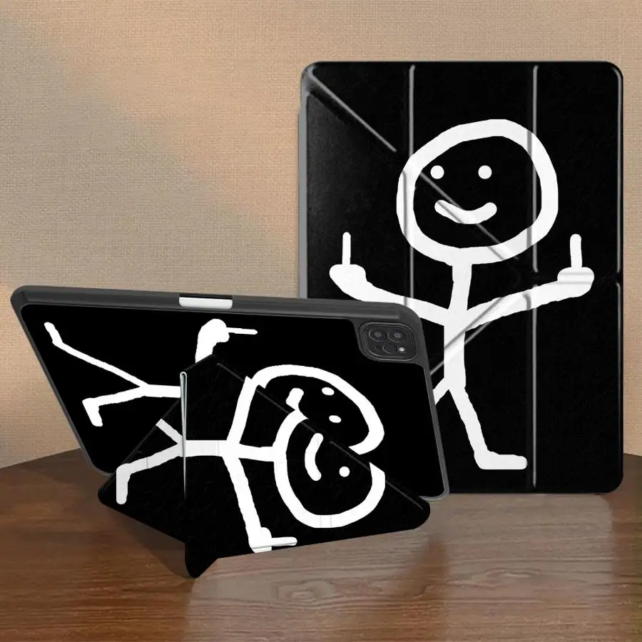 Whimsical Finger Stick Figures Tablet Case - Cartoon Art Design