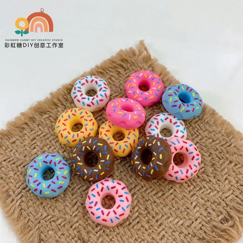 10 adet minyatür çok renkli donutlar 3D simülasyon DIY aksesuarları toptan mini aksesuarlar süsler