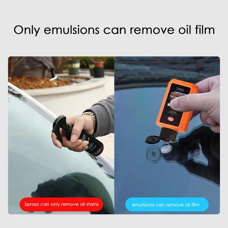 Car Oil Film Cleaner Car Glass Oil Film Removal Cleaner 60ml Restore Glass Clarity Quickly And Easily With Sponge For