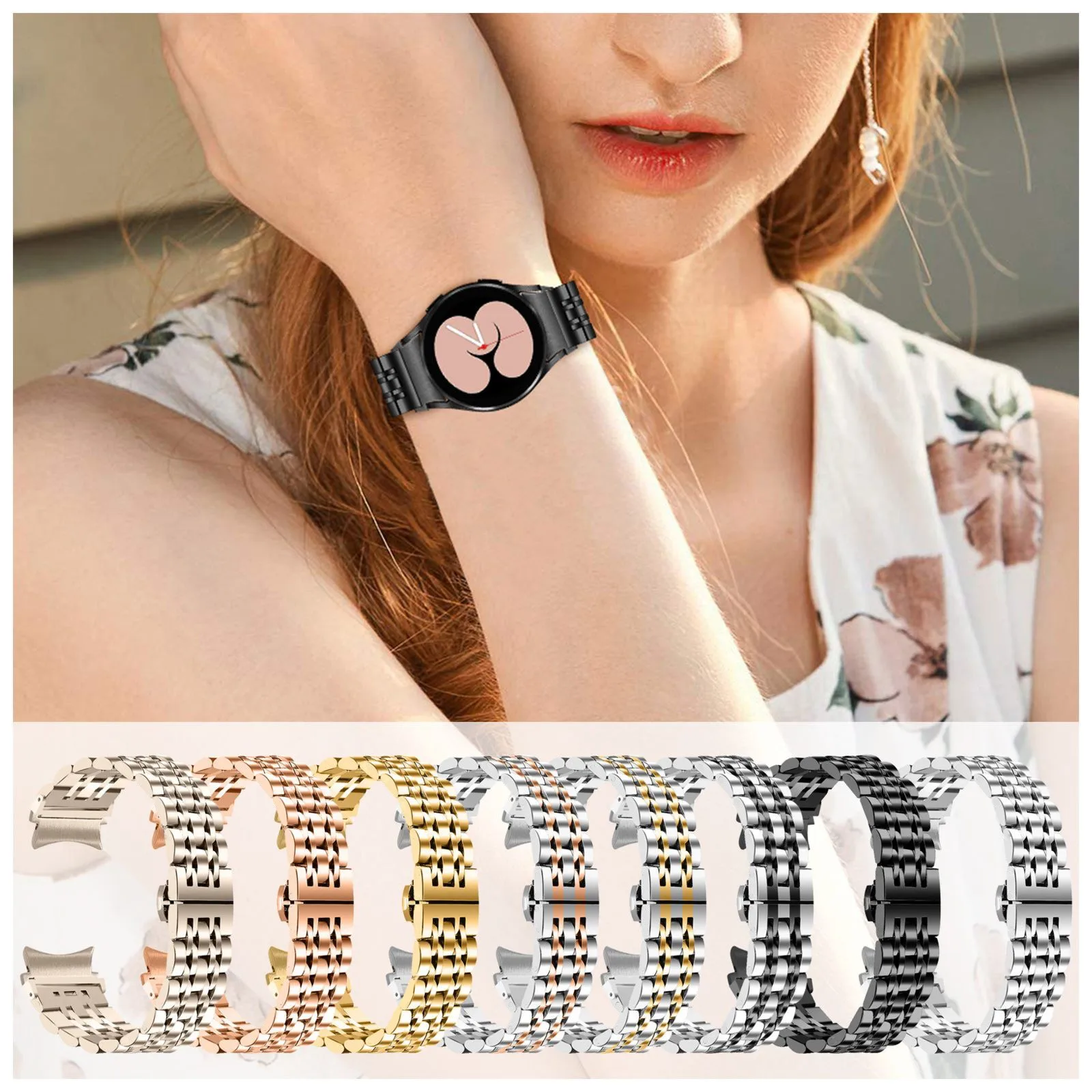 

Metal Bands Compatible With Galaxy Watch 4 40mm 44mm Stainless Steel Metal Replacement Bracelet Quick Release Supportaccessorie