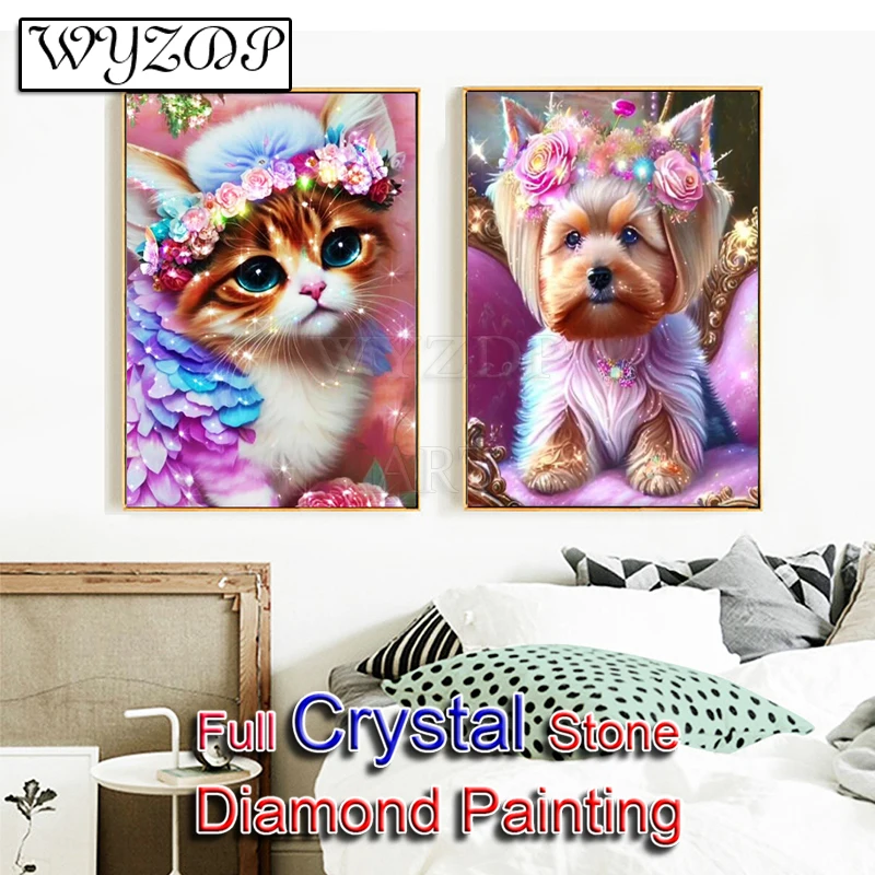 Cats And Dogs 5d Diamond Painting Kits Pet Cat Full Square/round Diamond  Mosaic Painting Rhinestone Embroidery Home Decor Diy - Diamond Painting  Cross Stitch - AliExpress