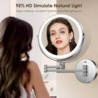 8" Wall Mounted Bathroom Makeup Mirror with 3 Color Light,Double Sided 1X/10X Magnifying Lighted Mirror LED Mirror for Shaving - Image 6