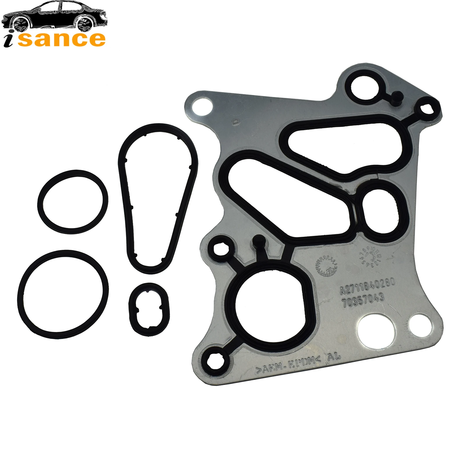 Isance New Oil Filter Housing Gasket & O-Rings For Mercedes M271 W204 C180 C200 E200 SLK200 E400 E500 2711840280,2711840380