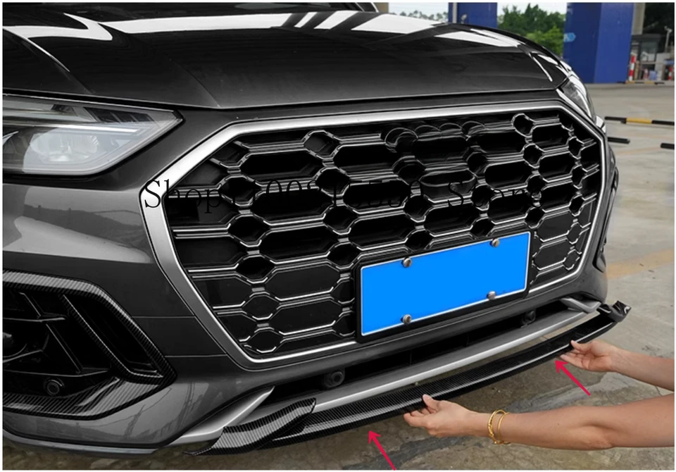 Splitter Paraurti Anteriore In ABS Nero Lucido Per Audi Q5 FY Sline 2021-2024 – Kit 3 Pezzi, Effetto Carbonio, Montaggio Diretto